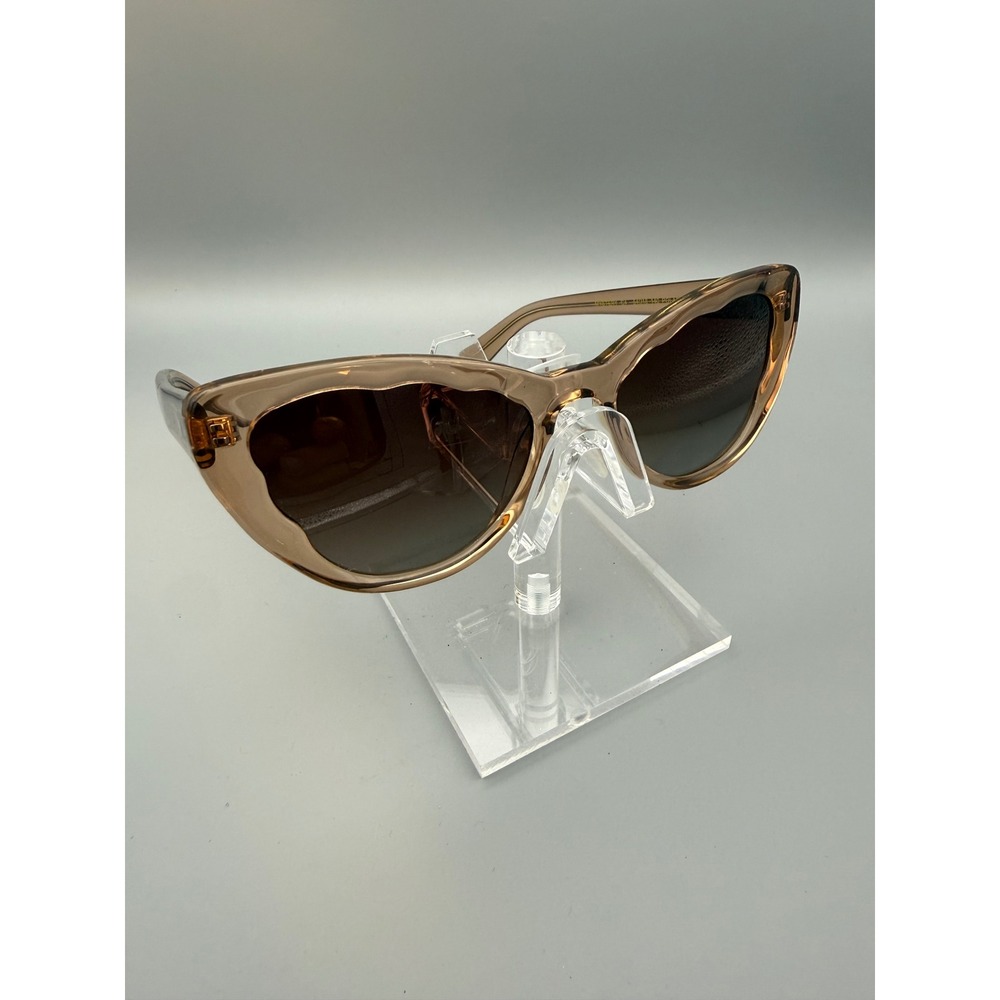 Thuny Mystery C4 Sunglasses 54mm Tan Translucent Polarized Cat Eye ScallopedChic